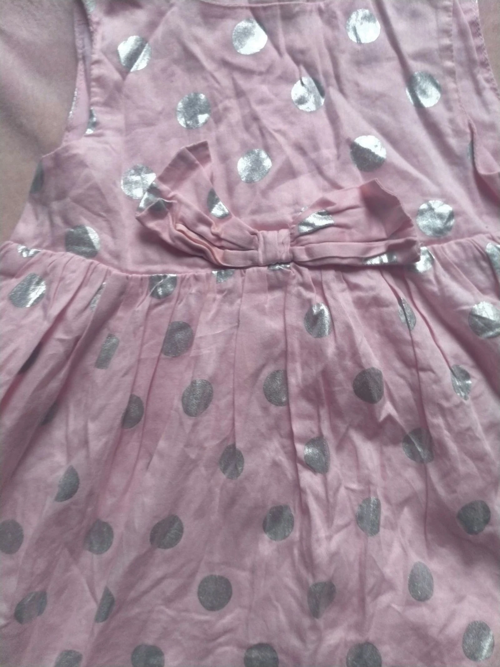 Roze babymeisjesjurk met zilveren stippen H&M 6-9 maanden tule strik – photo 2
